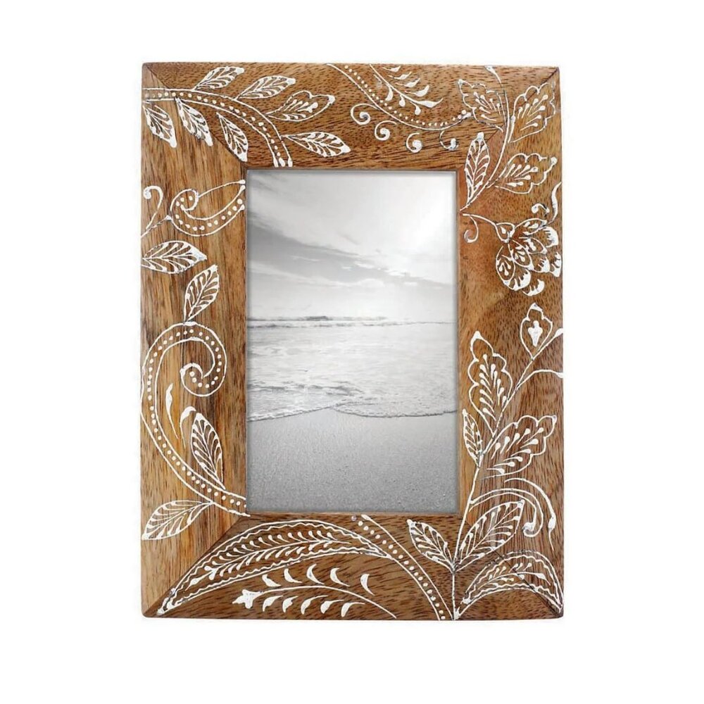 Foreside Home & Garden 4" x 6" Floral Henna Photo Frame/NWT